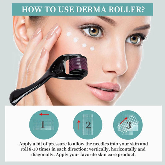 540‑Needle Microneedling Derma Roller (0.2 / 0.25 / 0.3 mm) – For Skin, Beard & Hair Regrowth